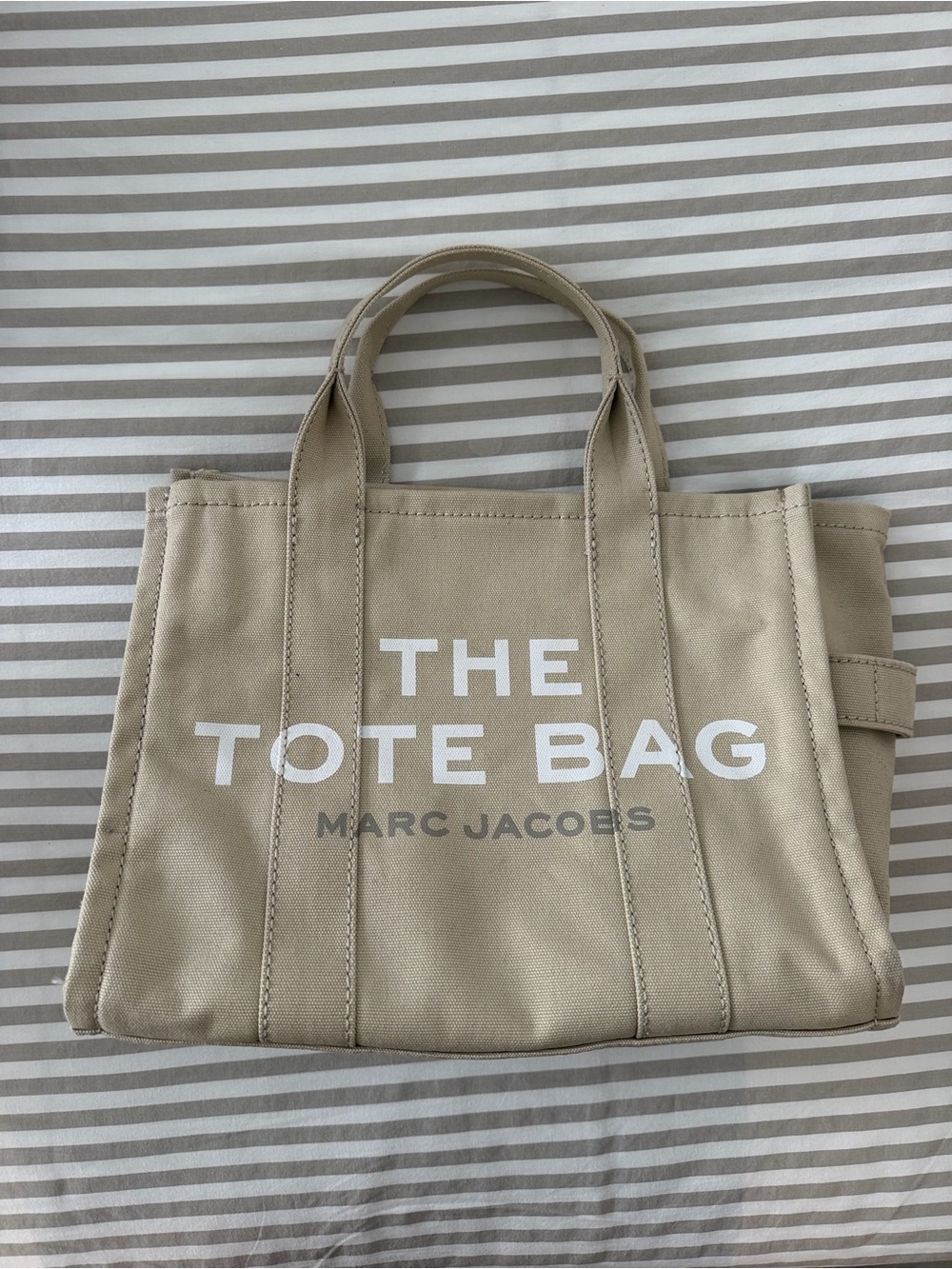 Marc Jacobs Beige Canvas 'The Tote Bag' with White Logo